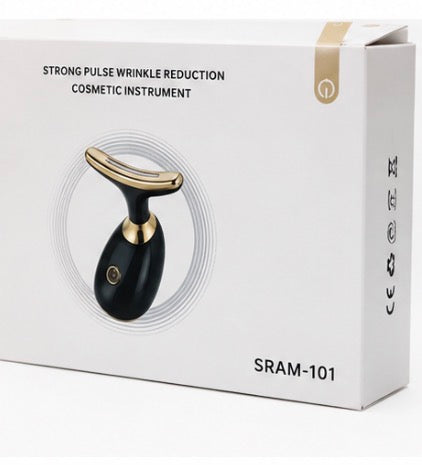 SRAM-101 Rechargeable Facial & Neck Beauty Massager | Skin Care Device | White & Gold